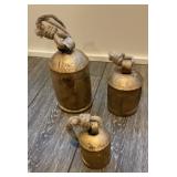 3 Rustic Gold Metal Cow Bells Rope Handles