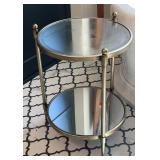 Two Tier Round Mirrored Accent Side Table