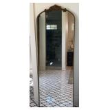 Ornate Arched Floor Mirror Bronze Tone Metal