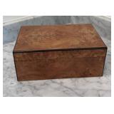 Burl Wood Veneer Decorative Storage Box with