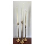 3 Tall Taper Candle Holders Graduated Modern