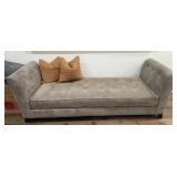 Contemporary Gray Velvet Tufted Chaise Lounge