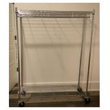 Chrome Wire Rolling Clothes Garment Rack with Top