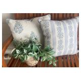Pair Blue & White Floral Block Print Decorative