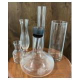 Clear Glass Vase & Decanter Lot with Infuser
