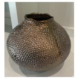 Eva Large Round Gold Hammered Ceramic Vase /