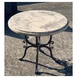 Round Marble Top Accent Side Table with Wrought