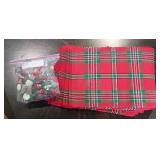 18 Red Tartan Plaid Placemats, Felt Gnome