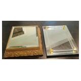 Lot of 2 Decorative Mirrored Vanity Trays