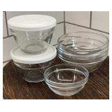 Pampered Chef & ARC Prep Bowl Set, 5 Clear Glass