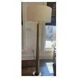 Modern Brass Tone Floor Lamp with Linen Drum