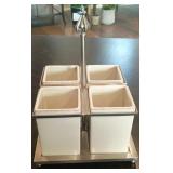 WH4-Piece Ceramic Flatware Metal Caddy &