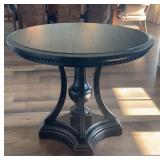 Round Black Pedestal Dining Table with Plank