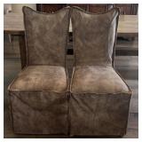 2 Uttermost Distressed Brown Leather Parsons