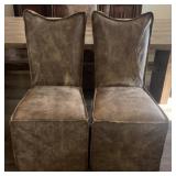 2 Uttermost Distressed Brown Leather Parsons