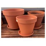 3 Terracotta Clay Garden Planters with Saucers,2