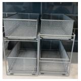 Pair of 2-Tier Metal Mesh Sliding Basket