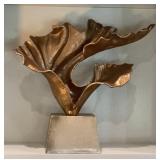 Gold-Tone Abstract Ginkgo Leaf Sculpture on