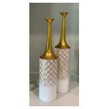 Pair of Gold & White Pierced Metal Decorative