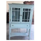 Distressed Aqua Blue Lighted Curio Display