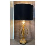 Gold Gilt Metal Geometric Table Lamp with Crystal