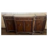 Carved Wood Four Door Sideboard Buffet, Marble