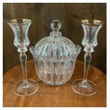 Vintage Japanese Crystal Covered Candy Dish &