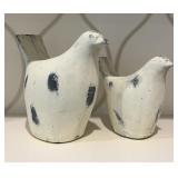 Distressed White Bird Sculptures Pair Farmhouse