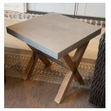 Outdoor Patio Side Table Gray Stone Look Top W