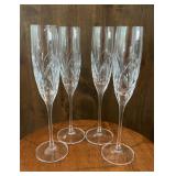 Cut Crystal Champagne Flutes Long Stem Etched