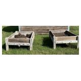 Pair Outdoor Raised Wood Garden Beds Elevated