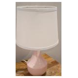 Blush Pink Ceramic Table Lamp with White Drum