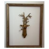 Deer Head Wall Sculpture with Glasses and Pipe,