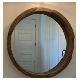 Large Round Rustic Reclaimed Wood Framed Wall