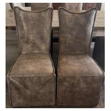 Pair Uttermost Distressed Brown Leather Covered