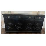 Black Painted Wood Sideboard Credenza 4 Door 4