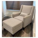 Contemporary Upholstered Accent Chair & Stool,