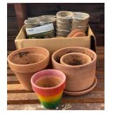 Terracotta Garden Planter Lot with Saucers,