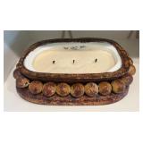 Rustic Beaded 3-Wick Hand poured Candle