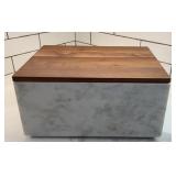 Made in India Marble Storage Box with Wood Lid