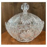 Cut Crystal Covered Candy Dish Serving Bowl with