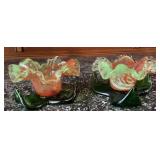 Two Murano Style Art Glass Flower Candleholders