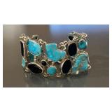 925 Sterling Silver Turquoise Onyx Multi Stone
