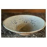Signed Studio Art Pottery Bowl Blue Drip Glaze