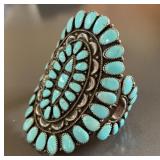 Sterling Silver Turquoise Cluster Cuff Bracelet,