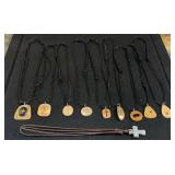 Handcrafted Wood Carved Pendant Necklace Lot