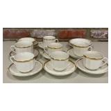 Vintage White Porcelain 7 Cups & 11 Saucers with