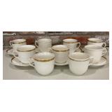 Vintage White Porcelain 9 Cups & 7 Saucers with