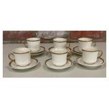 Vintage White Porcelain 6 Cups & 9 Saucers with