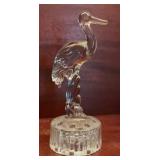VTG Cambridge Glass Heron 8 Hole Flower Frog Art